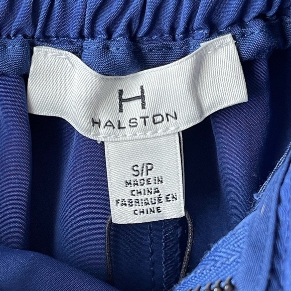 Halston wide leg high waisted belted blue paper bag cropped pants NWT small - Picture 6 of 12